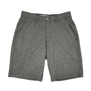 Under Armour Golf Short Mens 32 Black Gray Crosshatch Loose HeatGear Flat Front